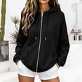 thumbnail image 2 of CHGBMOK Women's Fall Hoodie Jackets Long Sleeve Zip Up Track Jackets Comfy Fleece Lined Sweatshirts with Pockets, 2 of 7