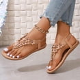 thumbnail image 5 of Mepaouo Thong Flat Sandals for Women Casual T-Strap Dress Slip on Shoes Elastic Band Flip Flops Khaki 6, 5 of 8