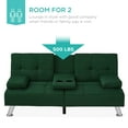 thumbnail image 4 of Best Choice Products Modern Linen Convertible Futon Sofa Bed w/ Removable Armrests, Metal Legs, Cupholders - Dark Green, 4 of 8