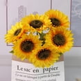 thumbnail image 4 of Ramo de girasoles artificiales, decoración de primavera de boda de flores silvestres falsas, flores para novia, decoración artística artesanal de jardín DIY, 4 of 6