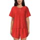 thumbnail image 1 of Fotbe Red Glitter Conjunto de Pijama Estampado para Mujer, 2 Piezas, Ropa de Dormir con Camiseta de Manga Corta y Shorts Suaves-Large, 1 of 6
