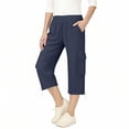 thumbnail image 4 of SAWOBUUN Kids Boys Girls Cargo Capri Pants School Uniform Elastic Waist Casual Straight Leg Cropped Trousers with Side Pockets, 4 of 7