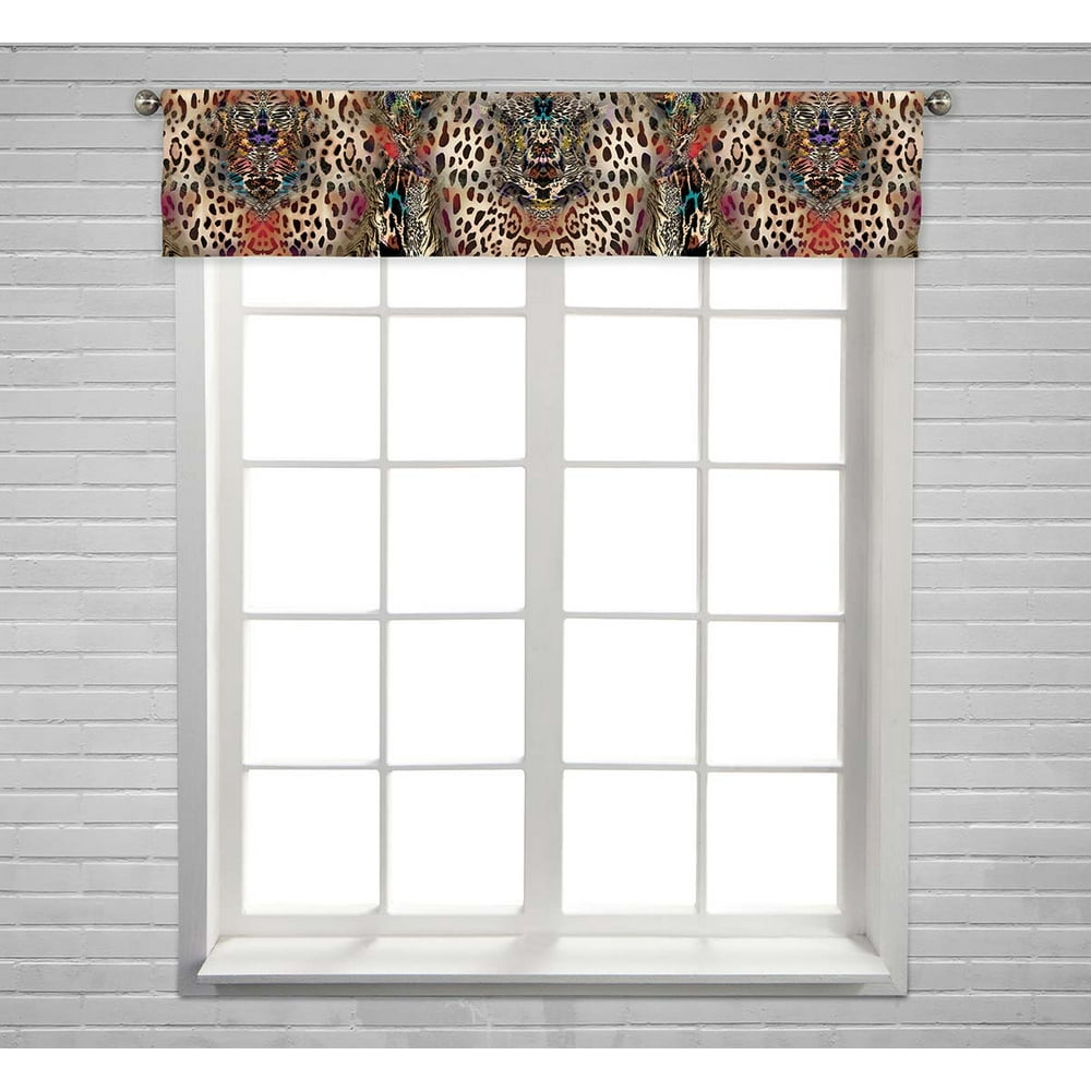 PKQWTM Animal print leopard Window Curtain Valance Rod Pocket 54x12