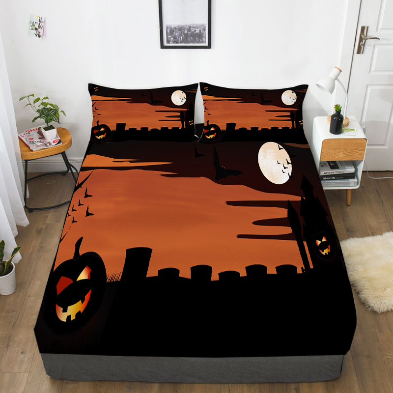 Happy Halloween Bed Sheets Fitted Sheets Luxury Festival Gift For