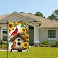 thumbnail image 2 of AMHNF Cardinal Birds Sunflowers on Birdhouse Linen Garden Flag for Spring Summer Home Outdoor Garden Yard Door Decor 12x18 inch, 2 of 5