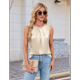 thumbnail image 4 of Camiseta Sin Mangas de Satén de Seda para Mujer, Atuendo Informal de Verano 2025, Camisa Elegante de Trabajo Sin Mangas, Color Crema L, 4 of 9