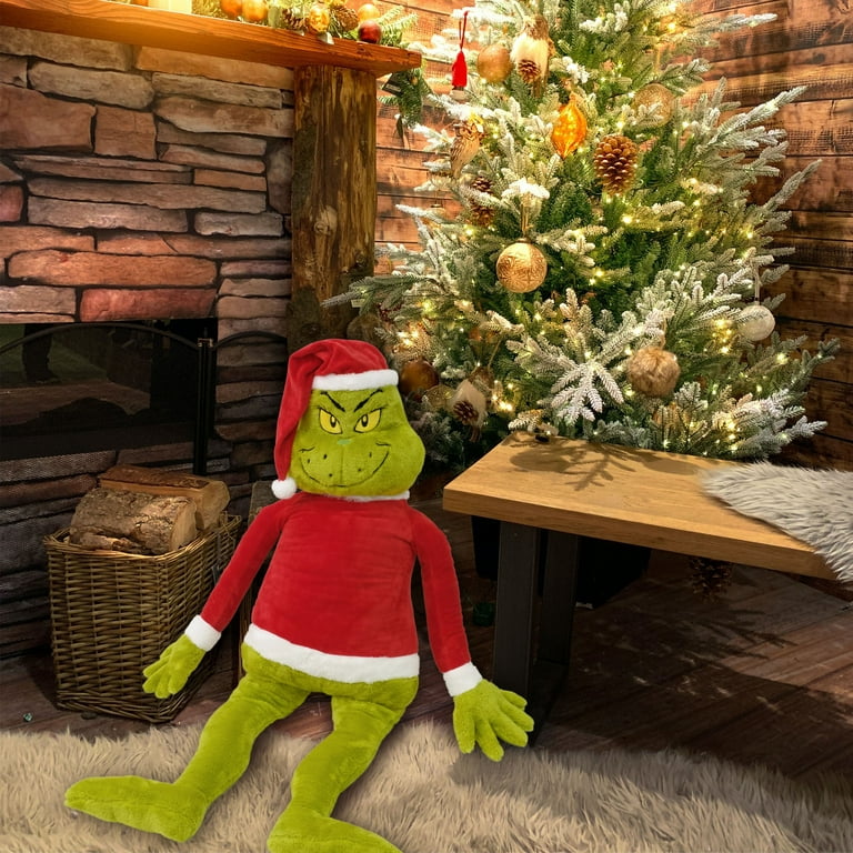 Grinch Jumbo Plush, 48 Inches Tall, Dressed in a Santa Shirt and