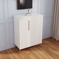 thumbnail image 3 of S-HOME Modern White Sideboard Cabinet with Elegant Gold Handles for Stylish Kitchen and Dining Room Organizer, 3 of 10