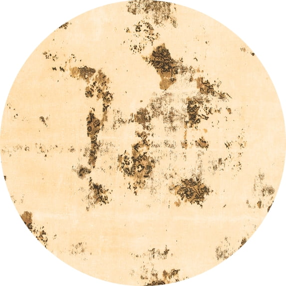 Ahgly Company Indoor Round Abstract Brown Modern Area Rugs, 7' Round