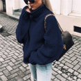 thumbnail image 4 of Luowei Women's Fashion Pullover Sweater, Blue Warm Outdoor Long Sleeve Sweater, Solid Casual Long Knitted Sleeve Off The Sweater Womens Shoulder Pullover Sweater, 6XL, 4 of 4