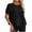Black, variant on Womens Blouse Round Neck Tiered Peplum Puff Short Sleeve Casual Top Loose Fit Flowy Shirt for Everyday and Vacation Wear