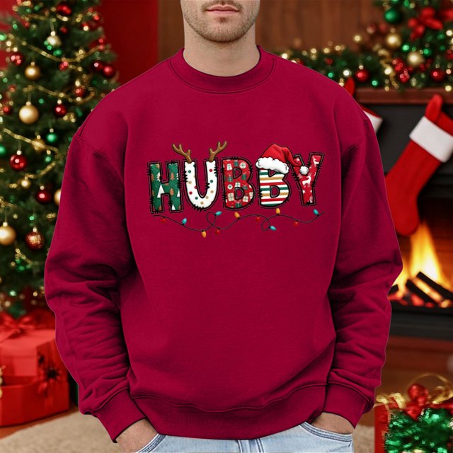 MHFRRA Sudadera Holgada de Manga Larga con Cuello Redondo y Estampado Informal para Hombre y Mujer Rojo