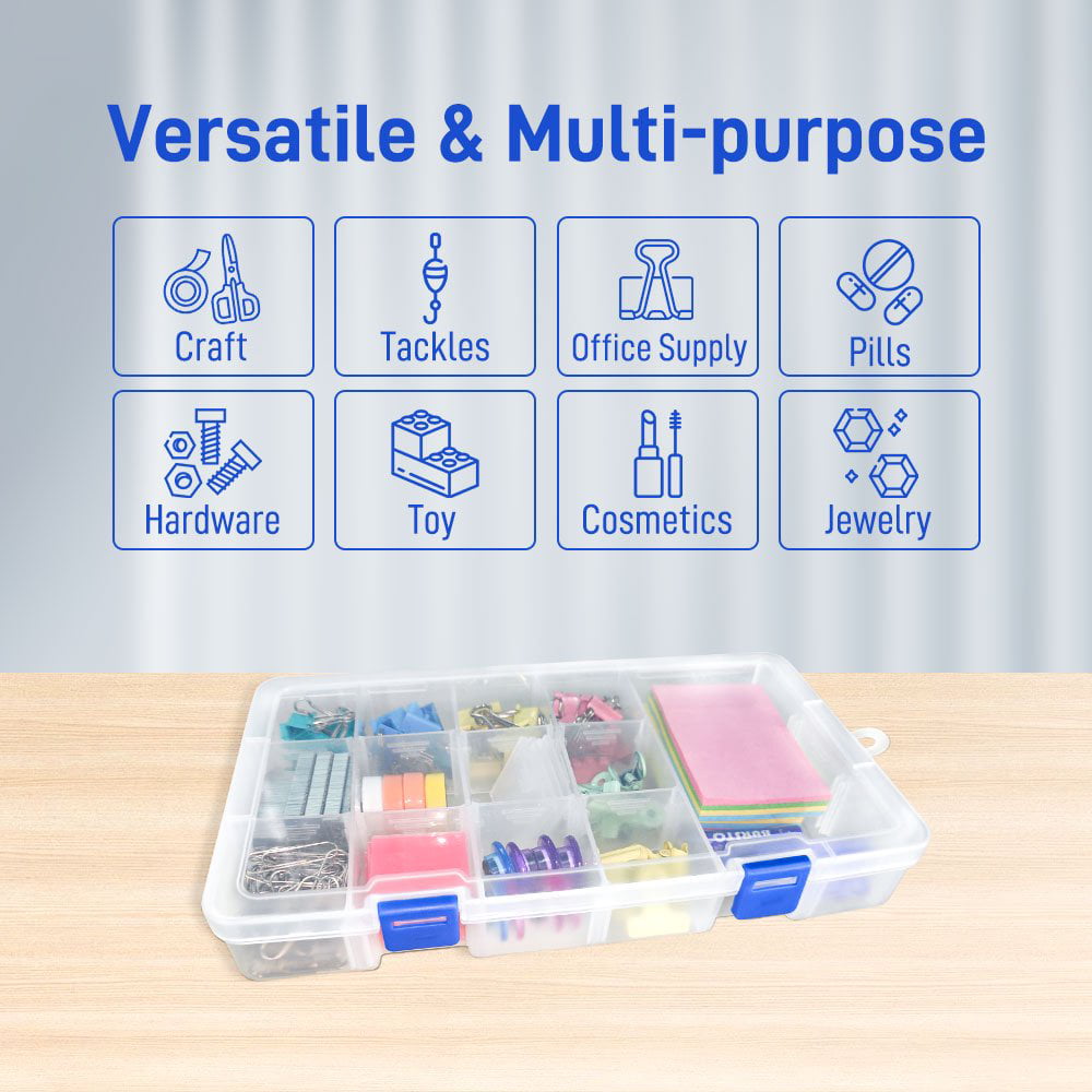 DuoFire DUOFIRE Plastic Organizer container Storage Box Adjustable Divider  Removable grid compartment for Jewelry Beads Earring containe