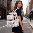 thumbnail image 4 of Jeiento Girls School Backpack for Kids 8-12, Large Capacity Water-Resistant Polyester Cute Rainbow Print Bookbag for Back to School, Casual Day Use & Weekend Travel, 4 of 7