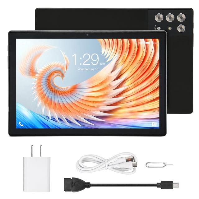Tableta de 10,1 pulgadas con Android 12, CPU de 8 núcleos, 8 GB, 256 GB, WiFi 2,4 GHz, 5 GHz, carga rápida, compatible con tableta FHD, 100-240 V, color negro, enchufe estadounidense