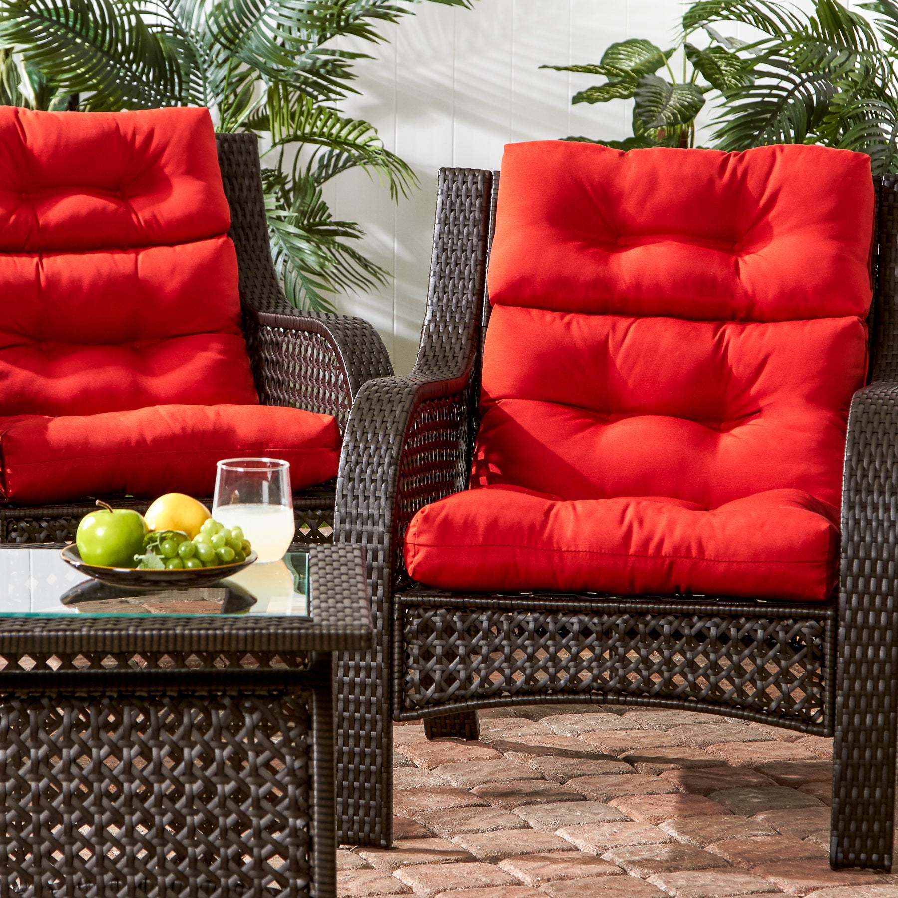 Aloha Red Floral 44 x 22 in. Outdoor High Back Chair Cushion (2-Pack) by Greendale Home Fashions