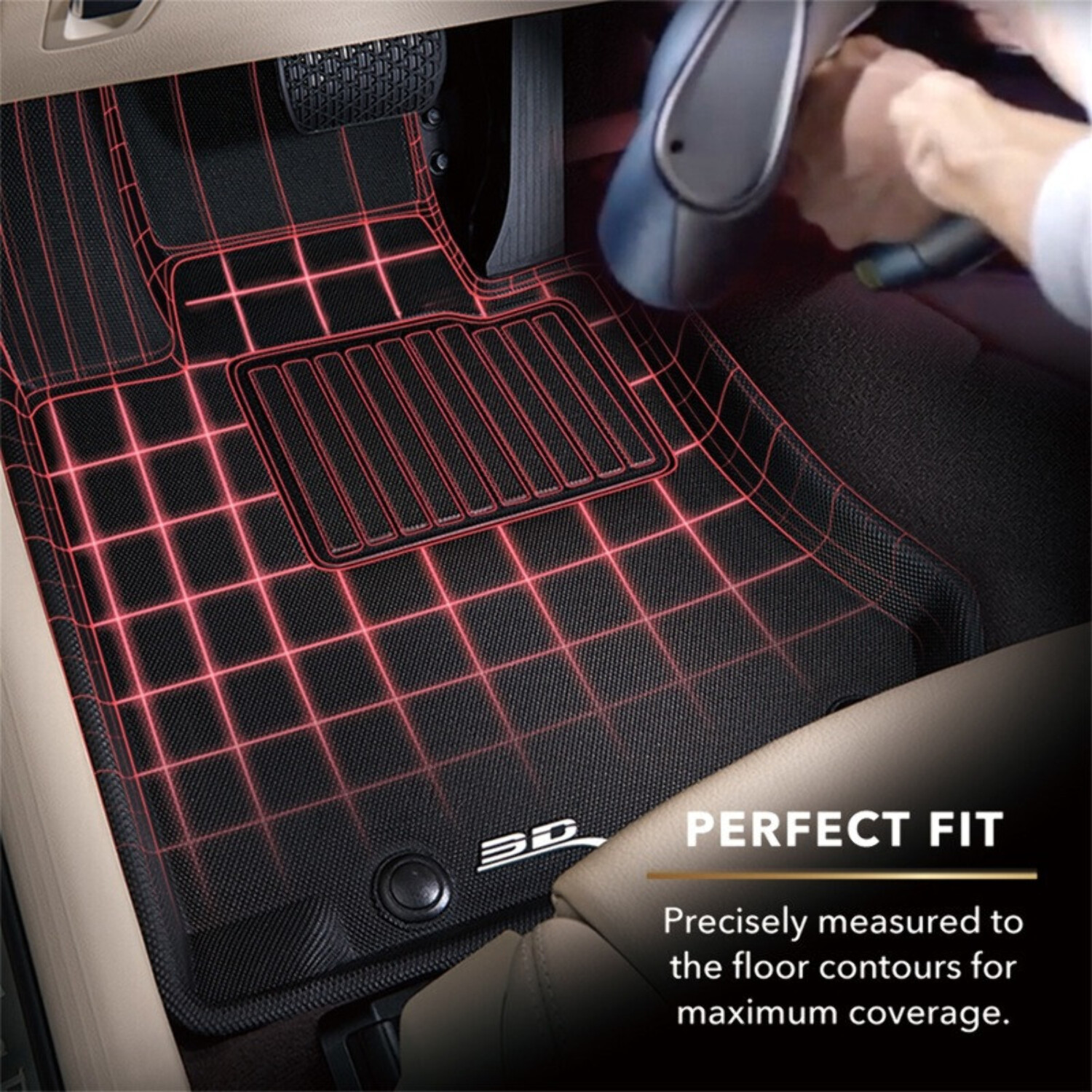 3D MAXpider All-Weather Custom Fit Floor Liners for Lexus LS 460/460 L RWD  2007-2012 LS 600h RWD 2008-2009 LS 600h L RWD 2010-2012, KAGU Series  (1st Row, Gray)