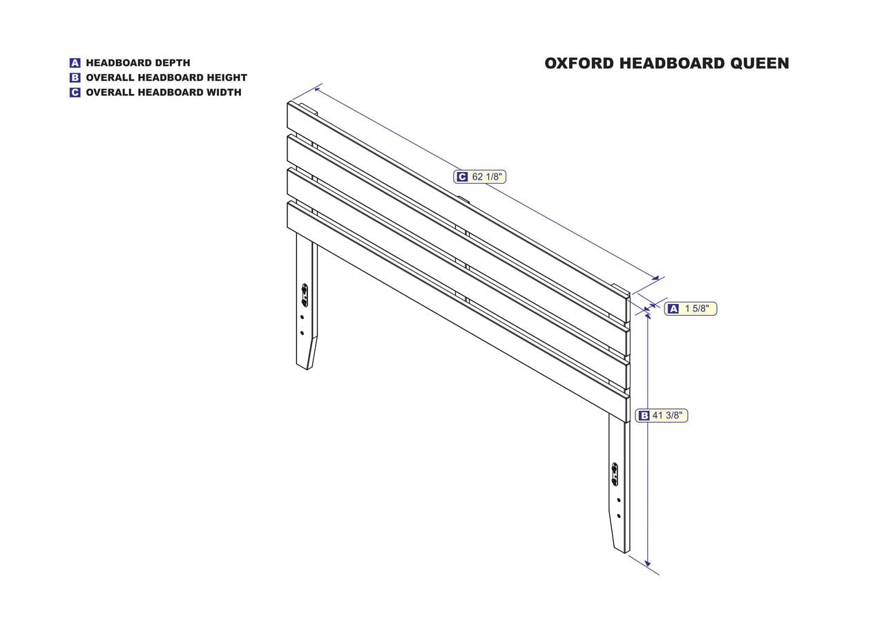 Oxford Queen Headboard in Grey with USB Turbo Charger