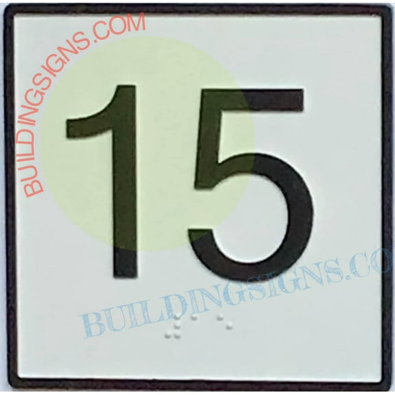 Elevator Floor Number 15 Sign- Elevator JAMB Plate Floor 15 Sign (White Backround,CAST Iron,4X4 INCH)-The Iron Man LINE(ref062022)