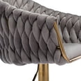 thumbnail image 6 of Woven Counter Height Bar Stools with Back and Armrest, Polyester Fabric Upholstered Barstools with Adjustable Height, Kitchen Bar Dining Chair with Plywood Frame and Golden Metal Legs, Gray, 6 of 7