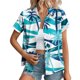 thumbnail image 1 of Top de Impresión Hawaiana de las Señoras, Moda de Manga Corta Solapa Casual Botón Blusa para las Vacaciones Y el Uso Diario, Camiseta Elástica de Verano, 1 of 6