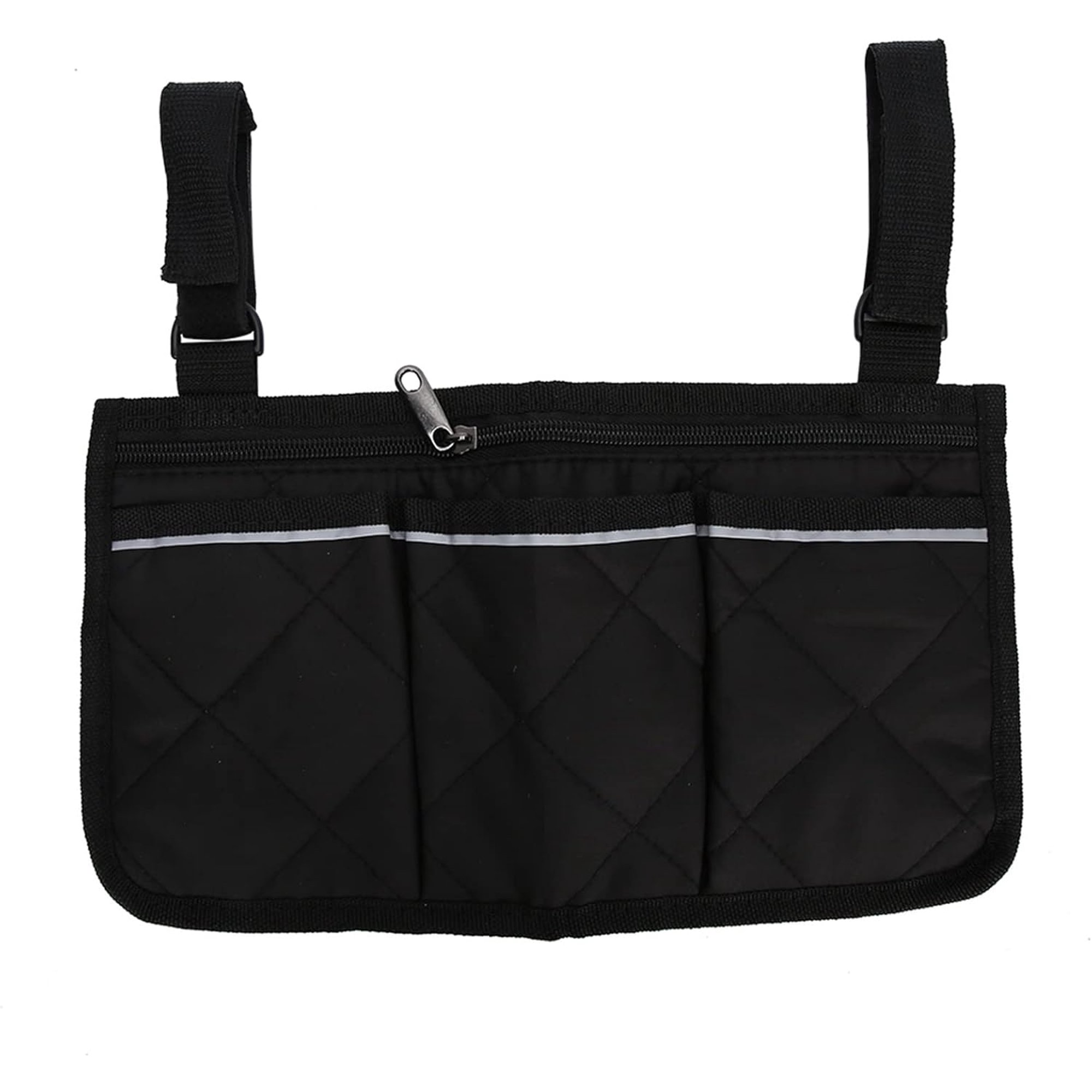 Wheelchair Armrest Side Bag Walker Organizer Bag with Reflective Stripes Waterproof Storage Pouches for Any Wheelchair Mobility Scooter Walker Rollator Carry Accessories
