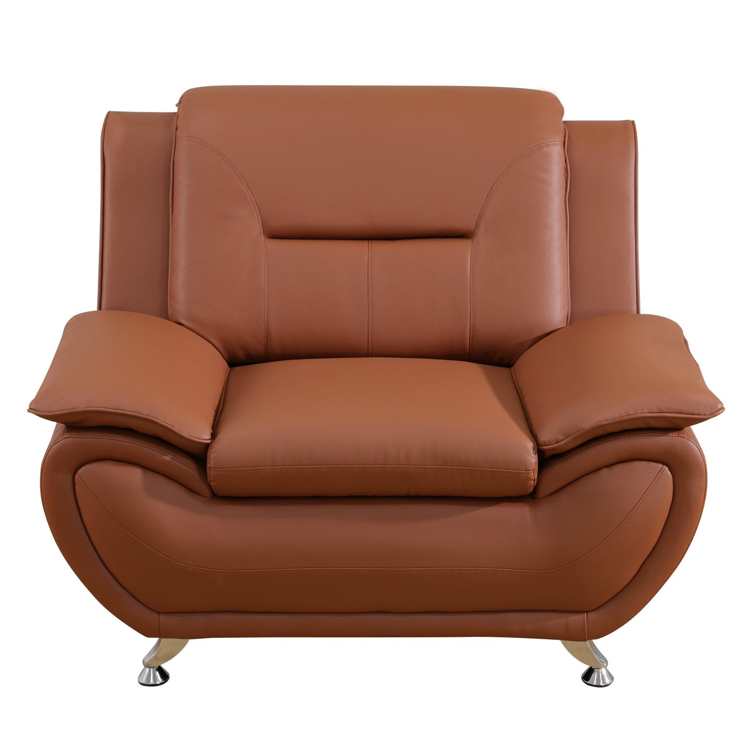 Gewnee Single Sofa, 46" Sofa Chair,Breathable Faux Leather Upholstery, Solid Wood Frame Living Room Lounge Accent Chair ，Bright Bronze