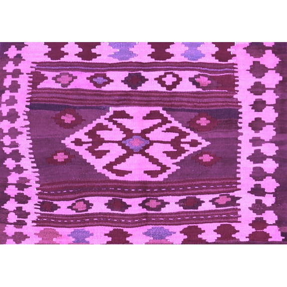 Ahgly Company Indoor Rectangle Southwestern Purple Country Area Rugs, 7' x 10'