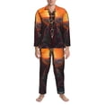 thumbnail image 3 of Honeii Tree Hollow Meditating Giraffe Pattern Mens Pajamas Set,2pcs Men's Lounge Long Sleeve Sleep Shirt and Pajama Bottoms Sleepwear Set,Mens Pjs Sets-Medium, 3 of 7