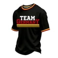 thumbnail image 3 of Soccer Cup 2026 Jersey for Men, Crew Neck Short Sleeve Team Deutschland Tee with Flag Trim & Stripes - Lightweight Breathable Mesh Fan Top for Match Day Black L, 3 of 5