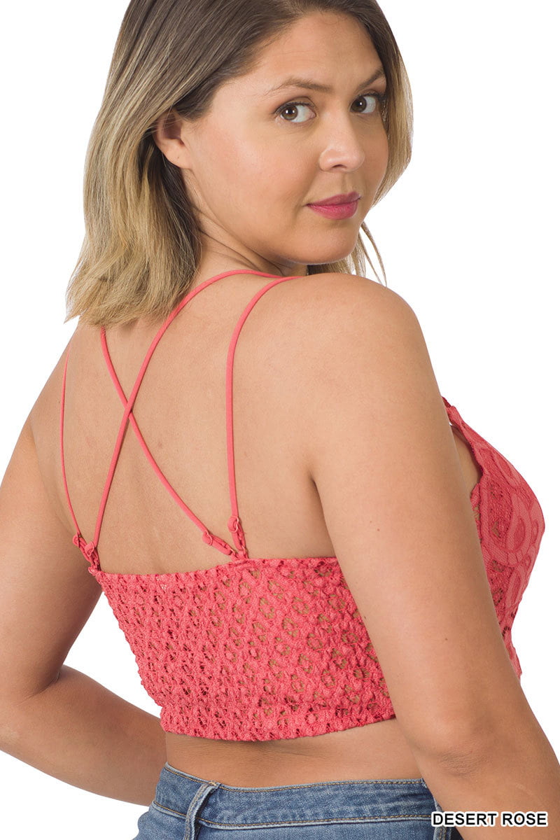 Zenana Blush Crochet Lace Bralette with Bra Pads