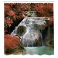 thumbnail image 3 of Ambesonne Landscape Shower Curtain, Fall Trees with Rock, 69"Wx75"L, Red White and Pale Brown, 3 of 5