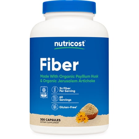 Nutricost Fiber Capsules with Prebiotic Fiber Supplement 300 Capsules