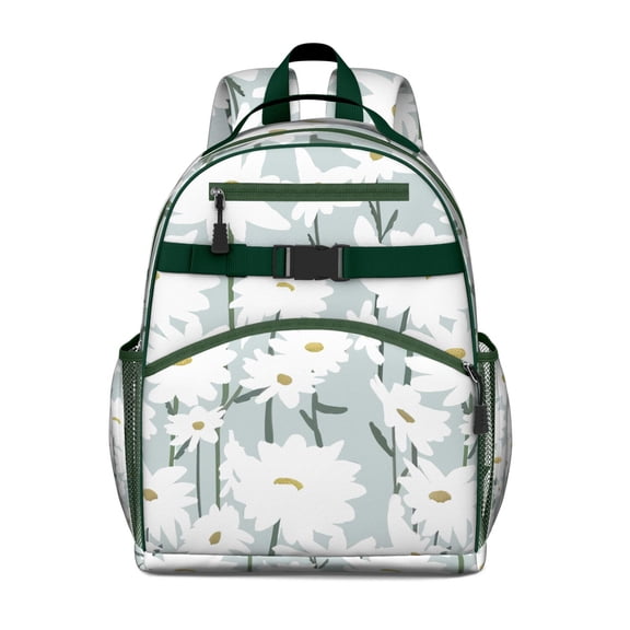 Summer Daisy Print School Backpack - Breathable Padded Design for Heavy Loads, Waterproof & Durable