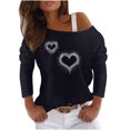 thumbnail image 1 of Camisas informales de manga larga para mujer, jersey con hombros descubiertos, blusa holgada con lentejuelas brillantes, Tops tipo túnica Pompotops  gfhjh15393, 1 of 7