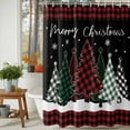 thumbnail image 3 of Shower Curtain 36"W x 72"L Merry Christmas Checkered Xmas Tree Black Red Plaid Fabric Shower Curtains Set with Hooks Water Repellent Bathroom Curtains Machine Washable Bathroom Accessories, 3 of 9