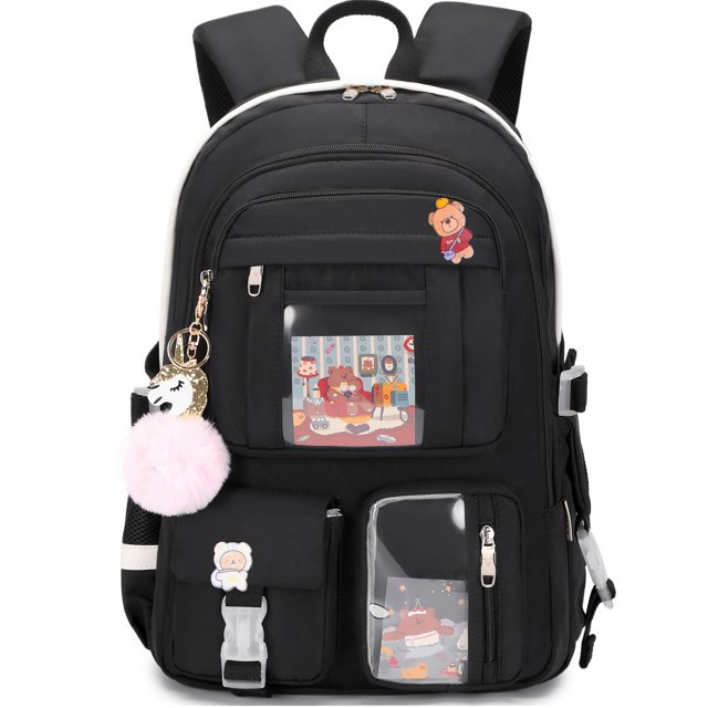 Mochila escolar LXYGD para portátil de 16 pulgadas, para viajes universitarios, color negro