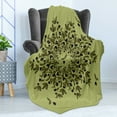 thumbnail image 4 of Olive Green Soft Flannel Fleece Throw Blanket, Branches of Olives Mediterranean Foliage Leaves and Fruit, Cozy Plush for Indoor and Outdoor Use, 60" x 80", Olive Green Green, by Ambesonne, 4 of 5
