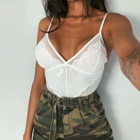 

Ruziyoog Lingerie for Women Women Lace Lingerie Bodysuit V-Neck Lace Babydoll Short Jumpsuit Pajamas