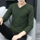 thumbnail image 4 of Suéteres de punto para hombre, ropa de hombre de color sólido, jerseys de cuello en V, camiseta, sudadera negra lisa, manga larga, 100 % prendas de punto, XS, 4 of 5