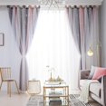 thumbnail image 4 of Bailu 1 Panels Stars Blackout Curtains for Bedroom Girls Kids Baby Window Curtain Double Layer Star Cut Out Aesthetic Living Room Decor Wall Home Decorations Curtain,W60 x L106 Inches,Gary & Ping, 4 of 7