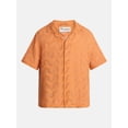 thumbnail image 5 of No Boundaries Textured Wave Design Resort Shirt with Short Sleeves, Men's XS-4XLT, 5 of 5