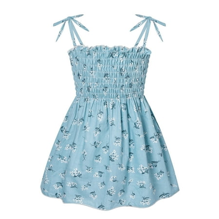 

Fsqjgq Princess Smocked Beach Toddler Clothes Slip Dress Kids Girls Daisy Baby Dress Floral Girls Dress&Skirt Girl Modern Dresses Of Age 6 Cotton Blend Blue 110