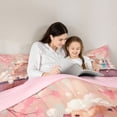 thumbnail image 4 of Erosebridal Cute Capybara Kid Twin Bedding Sets, Blossoms Floral Bedding Comforter Set, Pink Reversible, 7 Pieces, 4 of 7