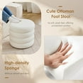 thumbnail image 5 of Flouki 20.1'' Storage Ottoman Round, Velvet Pouf Ottoman Foot Rest with Removable Lid, Modern White Vanity Stool Seating for Girls Women, Foot Stool for Living Room, 5 of 7