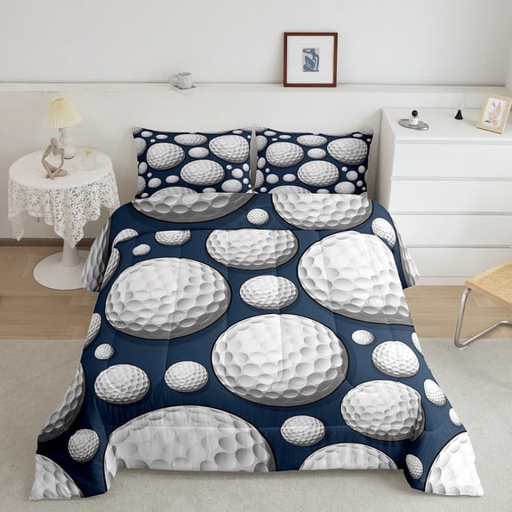 Erosebridal Golf Bedding Queen Comforter Set for Teens, Cartoon Ball Duvet Insert, Sports Lover Comforters & Duvets, Super Cozy Room Decoration, 3 Pieces
