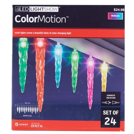 LED LightShow ColorMotion 24 Multicolor Icicle Lights - Walmart.com
