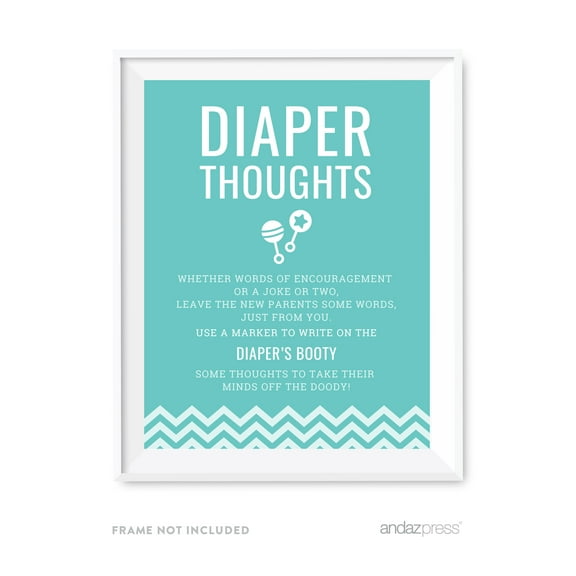 Diaper Thoughts Diamond Blue Chevron Baby Shower Fun Activities, Party Sign