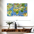 thumbnail image 3 of Elephant Stock Cartoon Landmarks World Map Wall Art - Horizontal Multi Panel Canvas - Living Room Wall Decor - Map Multi Panel - Green And Yellow Decor - 38" x 24", 3 of 8