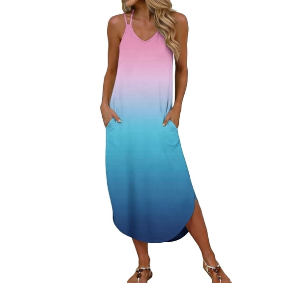 Women's Swimsuit Beach Cover Up Dress V Neck Swimwear A Line Bathing Suit Coverups with Pockets